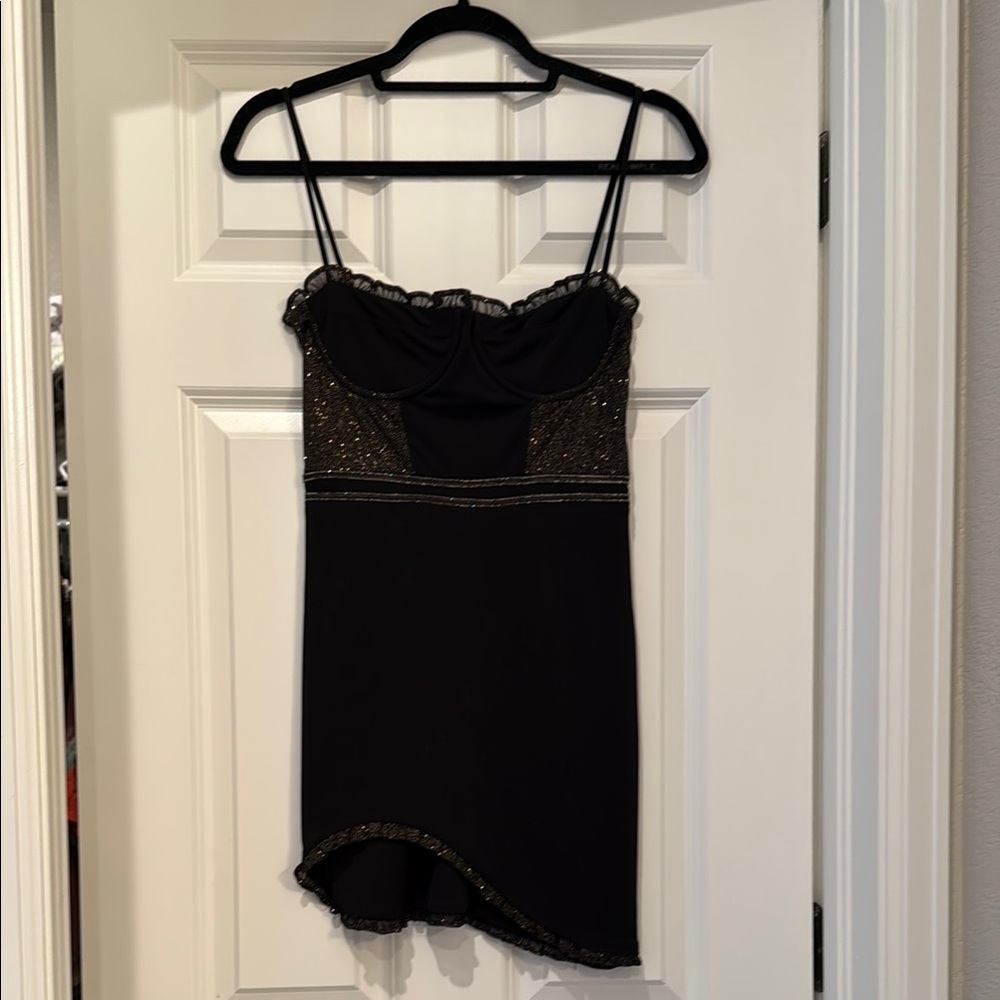 Gold and Black Mini Dress